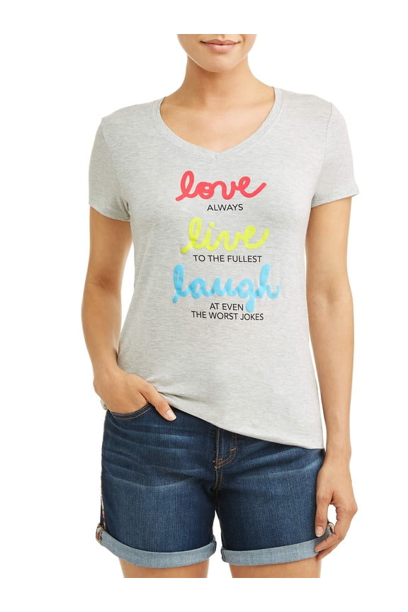 Women's Love Live Laugh V Neck Tee