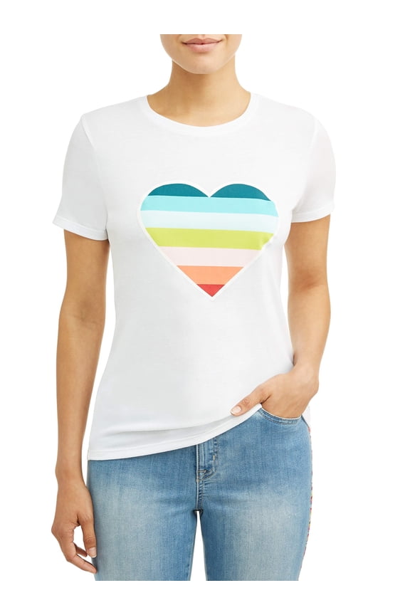 Women's Ombre Heart Crew Neck Tee