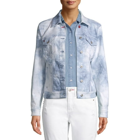 EV1 from Ellen DeGeneres Women's Tie Dye Denim Jacket with Love Flag