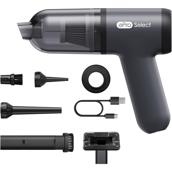 EV1395 Cordless Handheld Vacuum Cleaner - 75W 12000Pa Strong Suction, 14-24min Runtime, 0.14L Dust Bin, Multi-Accessories for Stairs, Floors & Narrow Spaces