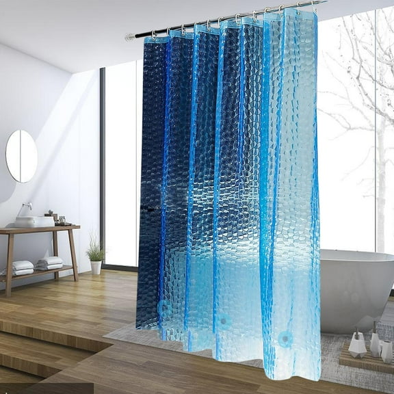 Blue EVA 3D Shower Curtain, 100% Waterproof Liner with 12 Metal Grommets, 3 Weighted Magnets, 72x72 Inch for Bathroom, Shower Enclosure, Tub