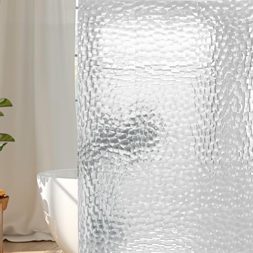 EVA 8G Shower Curtain Liner, 72x72 Inch 3D Clear Bubble Heavy Duty Waterproof Shower Curtain Liner with Magnets Thick Plastic Shower Curtains Weighted Bathroom Shower Liner, 12 Hooks