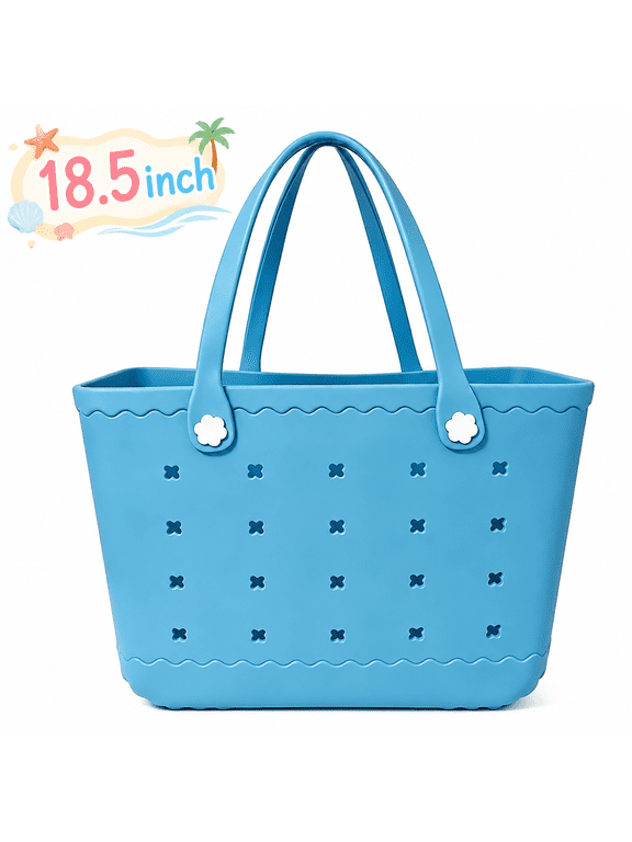 Women's EVA Beach Tote Bag 18.5" Waterproof Large Sand-Resistant Carryall for Pool Vacation