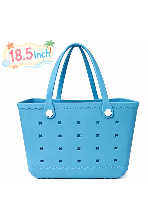 Women's EVA Beach Tote Bag 18.5" Waterproof Large Sand-Resistant Carryall for Pool Vacation