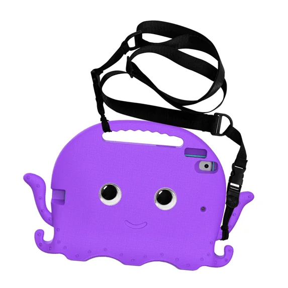 EVA Case for iPad Air 6 11 2024 Mini 1 2 3 4 5 Pro 11 9.7 10.2 2019 2020 2021 Octopus Kids Tablet Cover iPad 7 8 9 10th Gen Case (Purple-Strap,iPad10.2 7th 8th 9th)