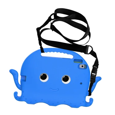 EVA Case for iPad Air 6 11 2024 Mini 1 2 3 4 5 Pro 11 9.7 10.2 2019 2020 2021 Octopus Kids Tablet Cover iPad 7 8 9 10th Gen Case (Dark Blue-Strap,iPad mini 6 2021)