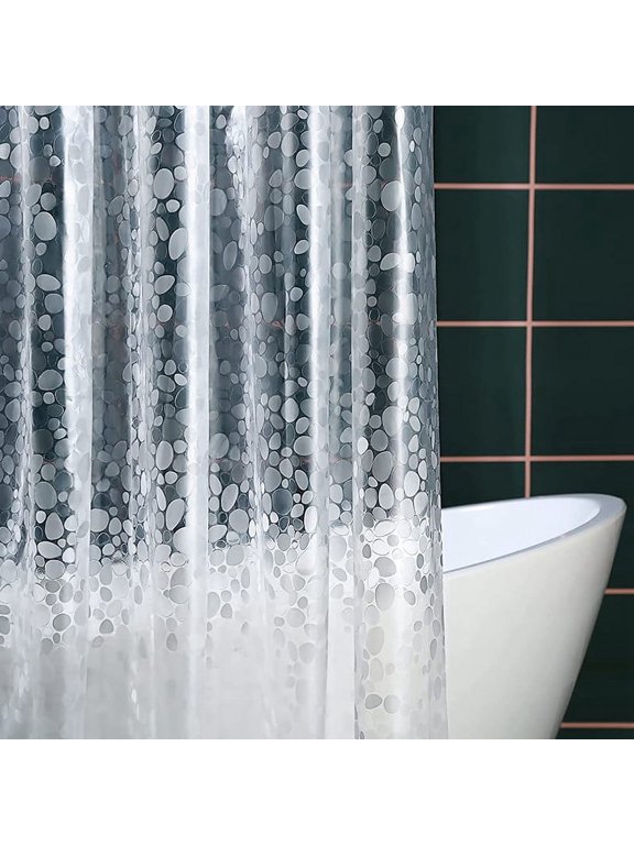 EVA Clear Shower Curtain with 3D Pebble Design, Water-Repellent Liner for Bathroom, 70.8x70.8 Inches