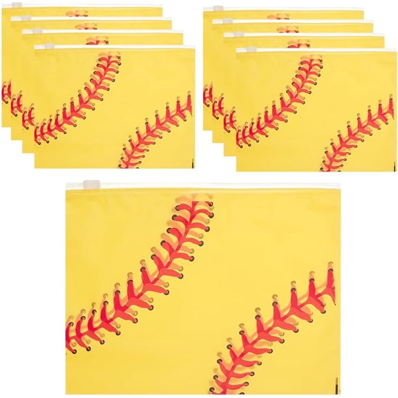 EVA Cosmetic Zip Lock Bags Rectangle with Baseball Pattern golden 15.6x19.8x0.02cm