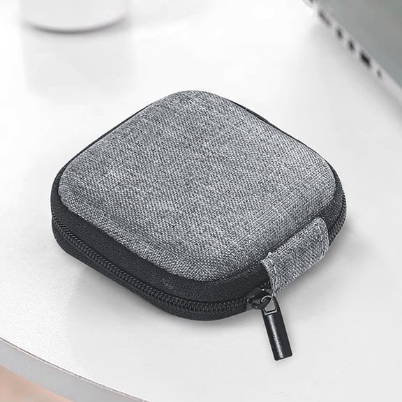 EVA Digital Organizer Bag - Round Data Cable & Bluetooth Headset Case, Portable Zip Cable Organizer for Travel, Gadget Accessories Pouch Unisex 7.5cm