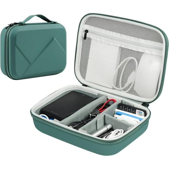 EVA Electronic Accessories Storage Case Large Shockproof Waterproof Storage Bag for Electronics Organizer Portable Cable Storage Bag for Travel or Work (Green, Single Layer)