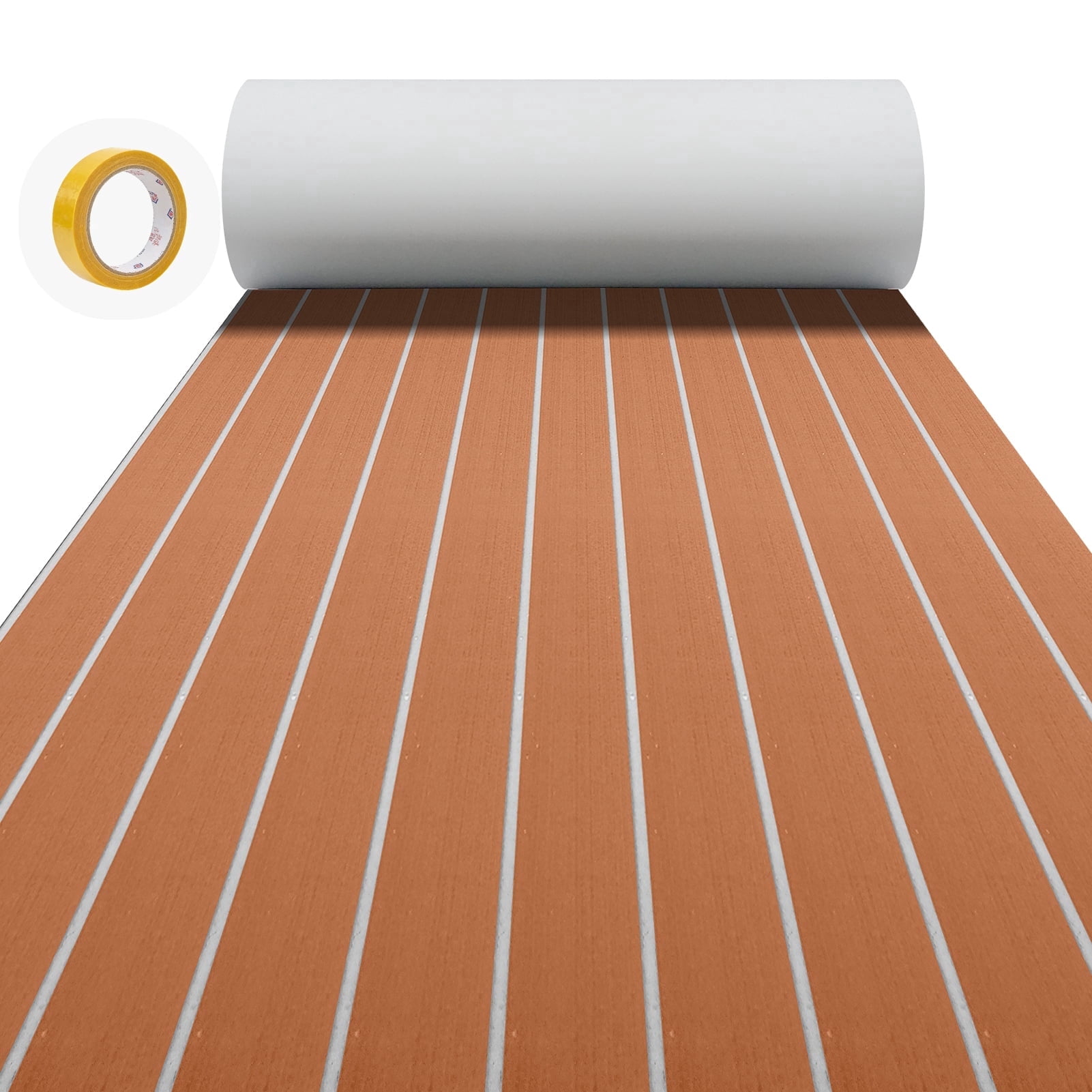 EVA Foam Boat Decking Sheets 15" x 94" - 7mm Thick Non-Slip Faux Teak Marine Flooring Mat for Kayak RV Yacht Motorboat Skateboard Skimboard Step Pool Garden