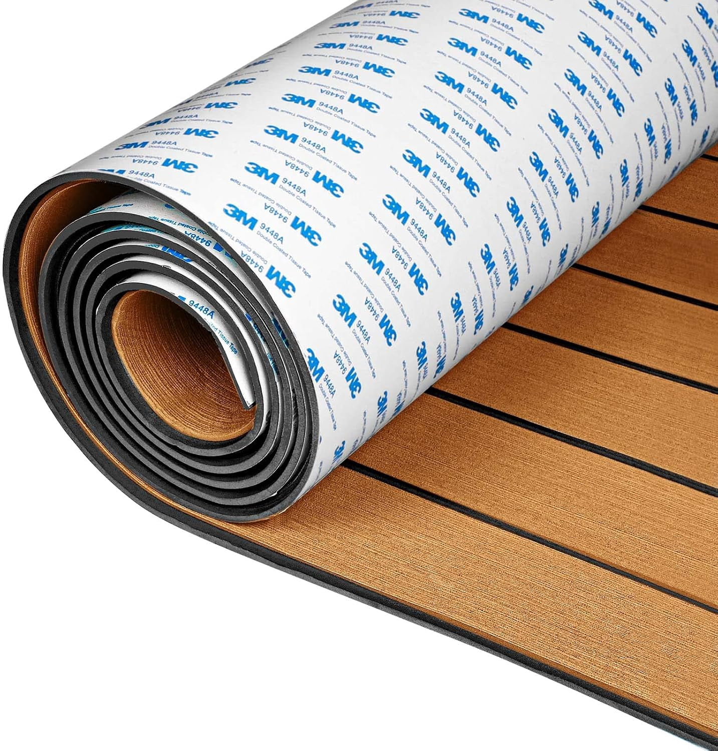 EVA Foam Boat Flooring with 3M Adhesive Backing Marine Self-Adhesive Decking 96''x45.6''/36''/28.8''/16.8'', 48''x16.8'' Faux Teak Sheet for Jon Boats Swim Platform Helm Pad RV Floor