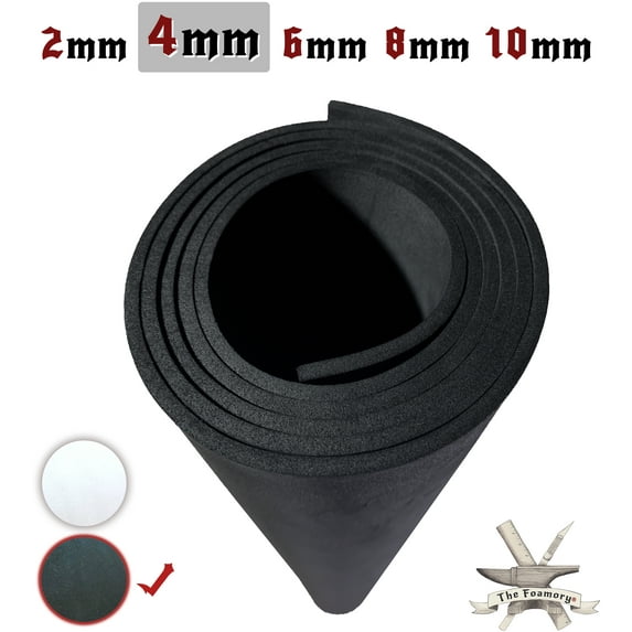 EVA Foam Cosplay – 4mm Thick (2mm to 10mm) – Black or White – 35" x 59" Sheet – Ultra High Density 85 kg/m³ – by The Foamory