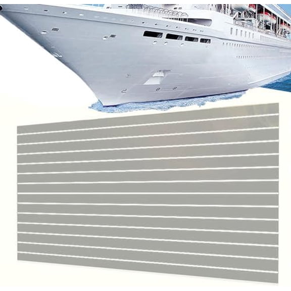 EVA Foam Faux Teak Boat Decking Sheet Self-Adhesive Non-Skid 94.5" x 46" (30 sqft) Fits for Sea Deck Marine Yacht RV Boat Flooring Mats (Grey with White Seam)$$Watercraft