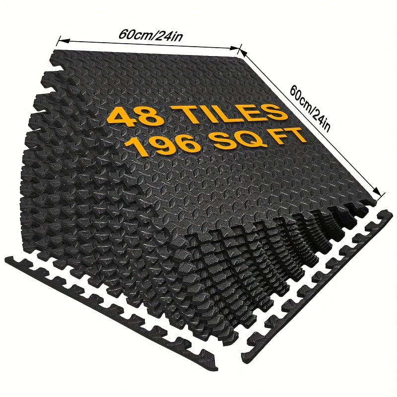 EVA Foam Floor Tiles, 24"x24" Interlocking Exercise Mat, 0.4" Thick, Non-Slip Waterproof Gym Mat for Home Workout, Yoga, Pilates & Equipment Flooring