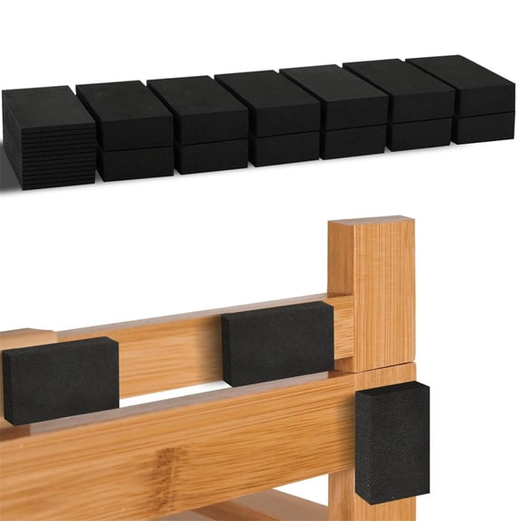 EVA Foam Headboard Stoppers 32 Pcs Furniture Wall Protectors Couch Wall Spacer Wall Bumpers Anti-Vibration Soundproof Pads Bed Stoppers,8Pcs 20mm Thick +24Pcs 5mm Thick,Black