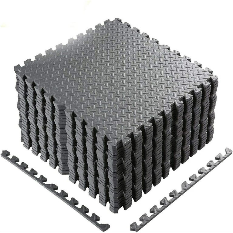 Hmount Deeroll Eva Foam Mat, 12 Pieces and 14 Edges, Non-Slip Interlocking Puzzle Floor Tiles for Home, Exercising, Black, Size: 12 x 12 x 0.5