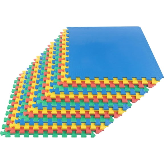 EVA Foam Mat Tiles 16-Pack - 64 SQ FT Interlocking Padding for Playroom or Gym Flooring - Exercise Mat or Baby Playmat by  (Multicolor)