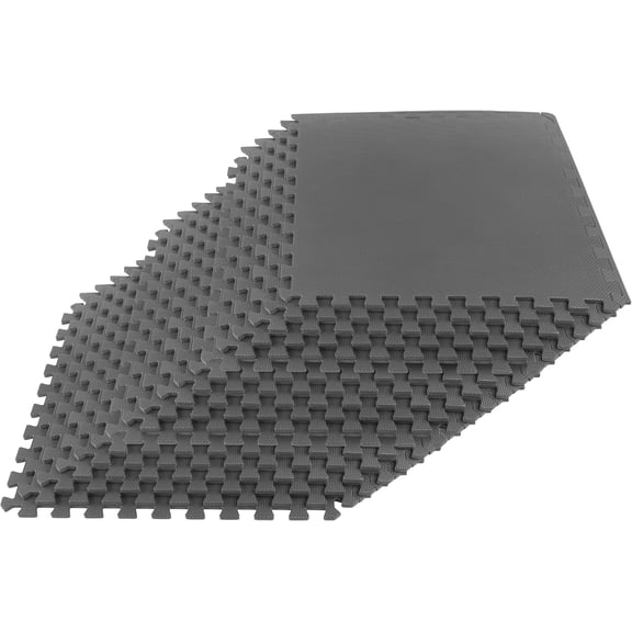 EVA Foam Mat Tiles 18-Pack - 72 SQ FT of Interlocking Padding for Garage, Playroom, or Gym Flooring - Exercise Mat or Baby Playmat (Gray)