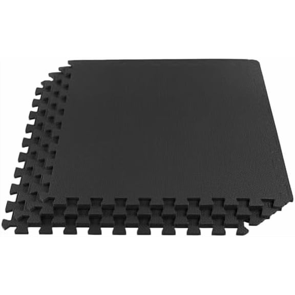 EVA Foam Mat Tiles 4-Pack - 16 SQ FT of Interlocking Padding for Garage, Playroom, or Gym Flooring - Workout Mat or Baby Playmat by  (Black)