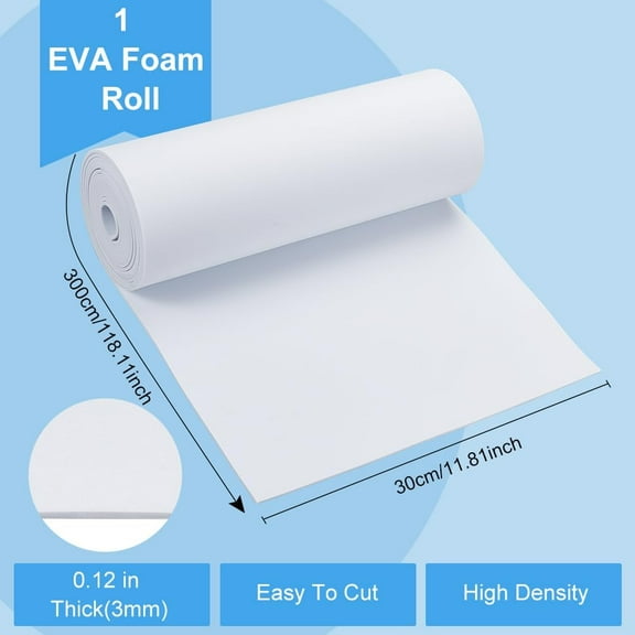 EVA Foam Roll for Art Supplies Paper Scrapbooking Cosplay Foamie Crafts White 300x3mm about 3m/roll