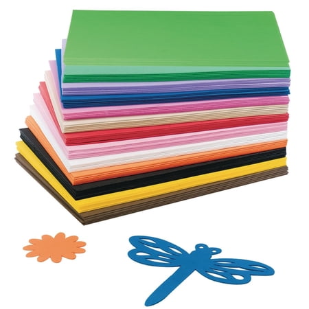 S&S Worldwide Color Splash! EVA Foam Sheets Assortment, 6 Each of 13 Bright Colors Kids Love, Cut to Any Shape With Scissors, 9" x 12" x 2mm thick. Pack of 78.