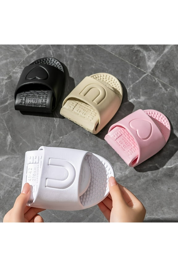 EVA Foldable Slippers for Travel, Indoor Bathroom Massage Sandals, Unisex Quick-Dry Non-Slip Flat Sole Slippers, All-Season Simple Solid Color Slip-On Clogs