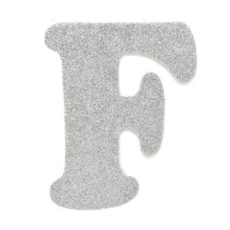 EVA Glitter Foam Letter Cut Out "F", Silver, 4-1/2-Inch, 12-Count