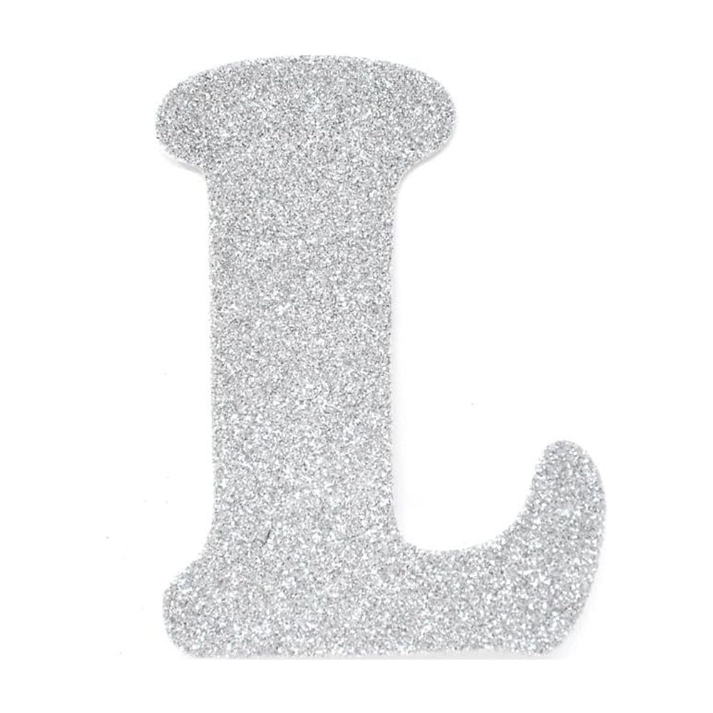 EVA Glitter Foam Letter Cut Out "L", Silver, 4-1/2-Inch, 12-Count