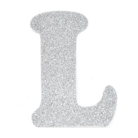 EVA Glitter Foam Letter Cut Out "L", Silver, 4-1/2-Inch, 12-Count