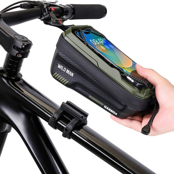 EVA Hard Shell Mountain Bike Bag Bicycle Front Beam Bag Suitable For 6.1-6.8 " Phones With Rain Cover Quick Release Reflective