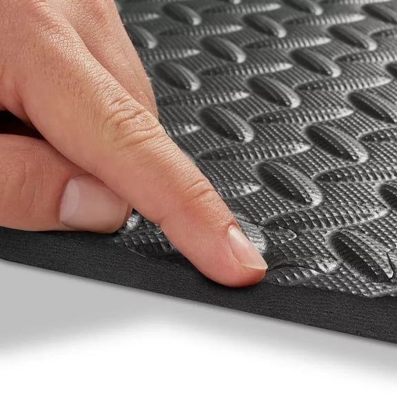 EVA Interlocking Foam Floor Mat 24 Sq Ft, Puzzle Exercise Tiles 24x24 Inch, Black