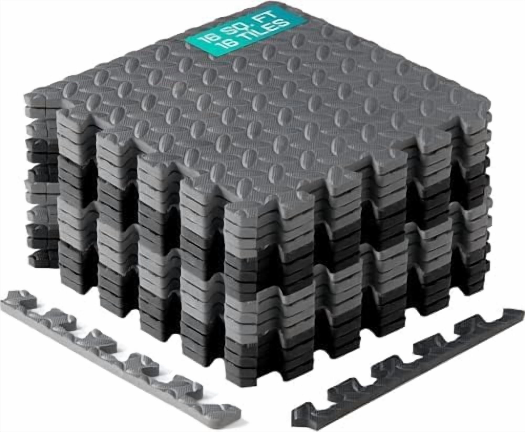 EVA Interlocking Mats, Puzzle Floor Tiles, Foam Floor Padding with Border for Furniture, Home Space, Living Room, Garage 11,15,32,99 SQFT