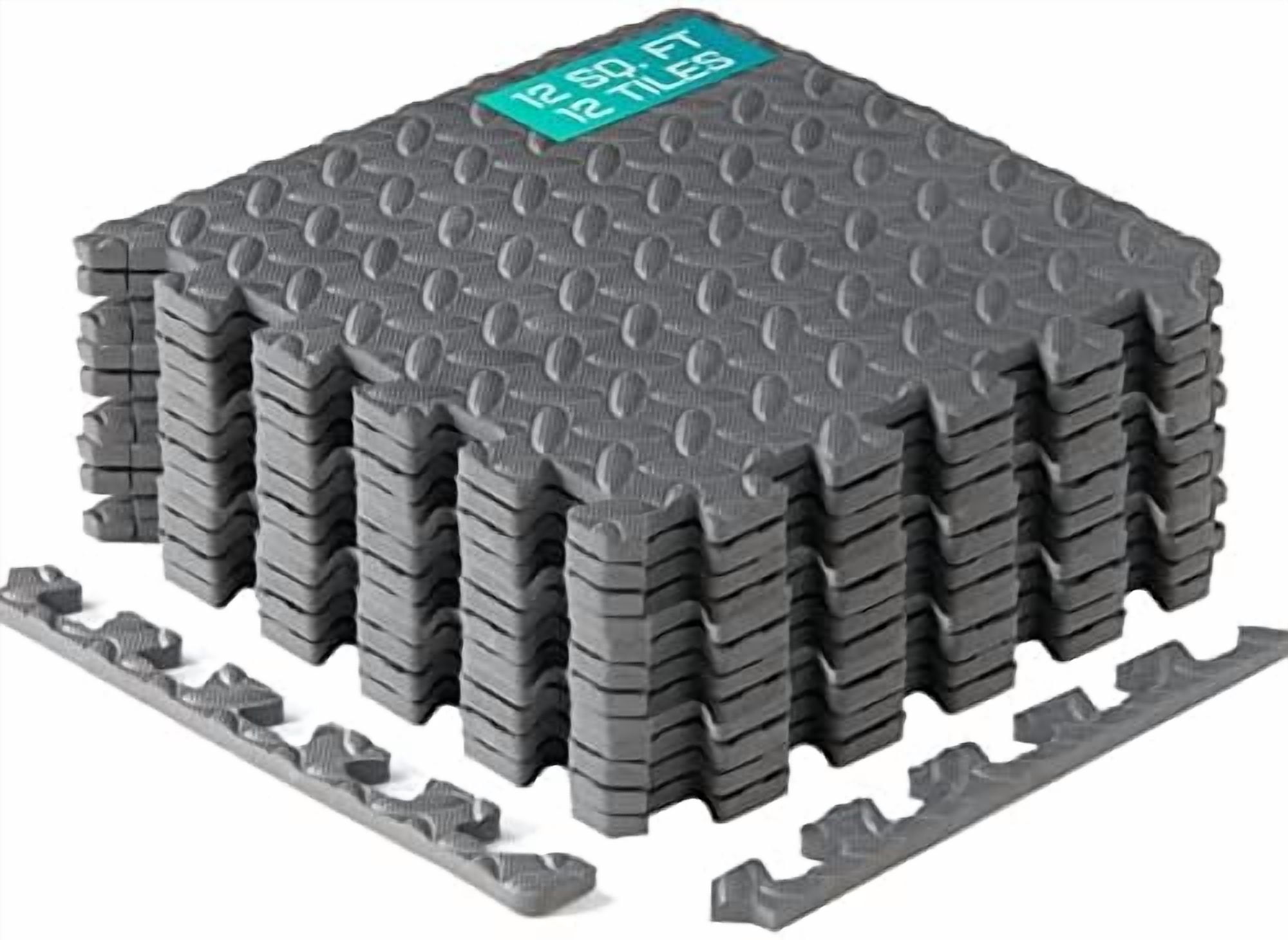 EVA Interlocking Mats, Puzzle Floor Tiles, Foam Floor Padding with Border for Furniture, Home Space, Living Room, Garage 11,15,32,99 SQFT