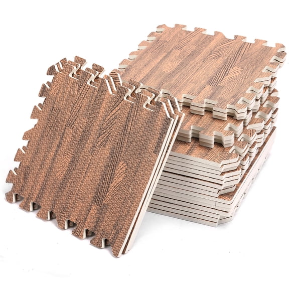 EVA Interlocking Mats, Puzzle Floor Tiles, Foam Floor Padding with Border for Furniture, Home Space, Living Room, Garage