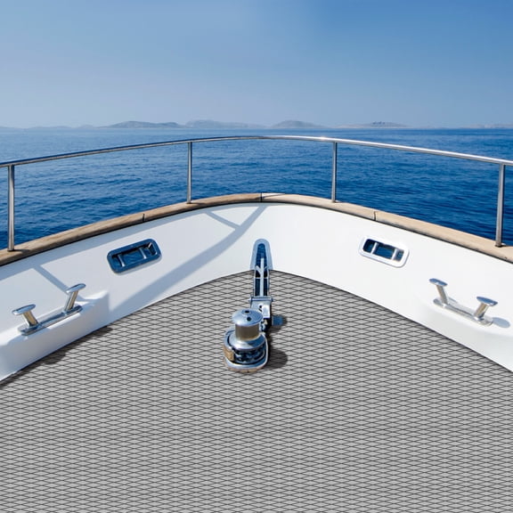 EVA Marine Boat Decking Mat 94"x35" (6mm Thick), Non-Slip Self Adhesive Flooring for Yacht Pontoon Kayak RV, Diamond Pattern Anti Skid Surface, Gray Black Modern Stripe (1-Piece)