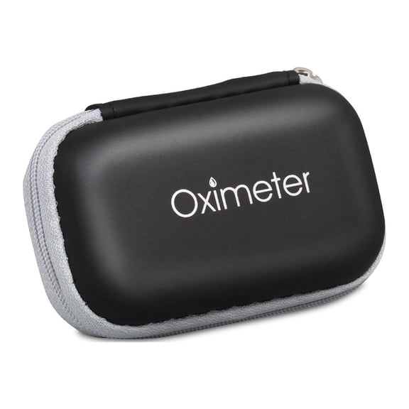EVA Oximeter Storage Bag, Finger Pulse Oximeter Case, Hard EVA, Crush-Proof, Waterproof, Zipper Closure, Net Layer for Accessories, Portable