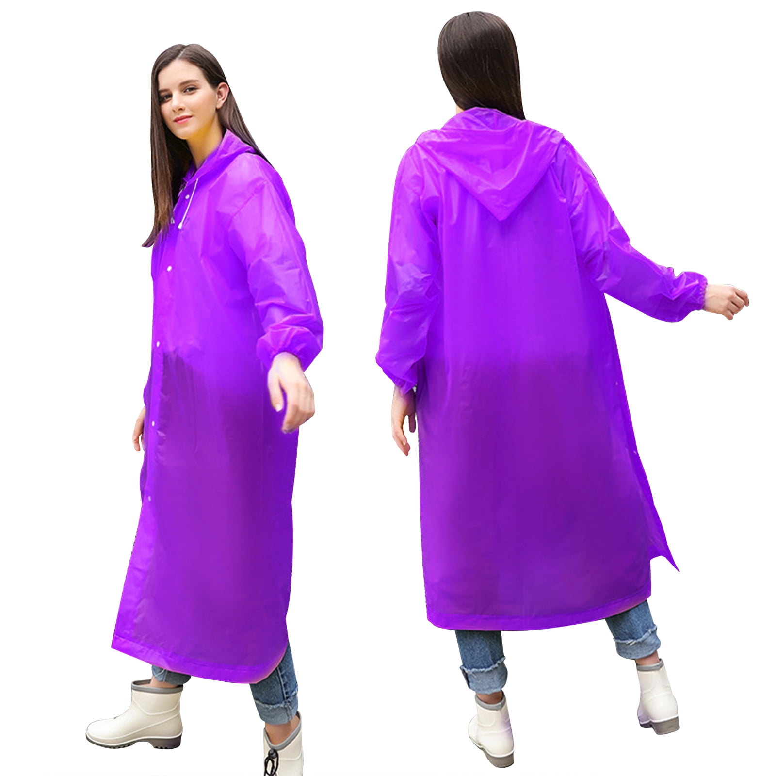 Women's Transparent Clear Hoodie Rainwear Waterproof EVA Raincoat Rain  Coat Men