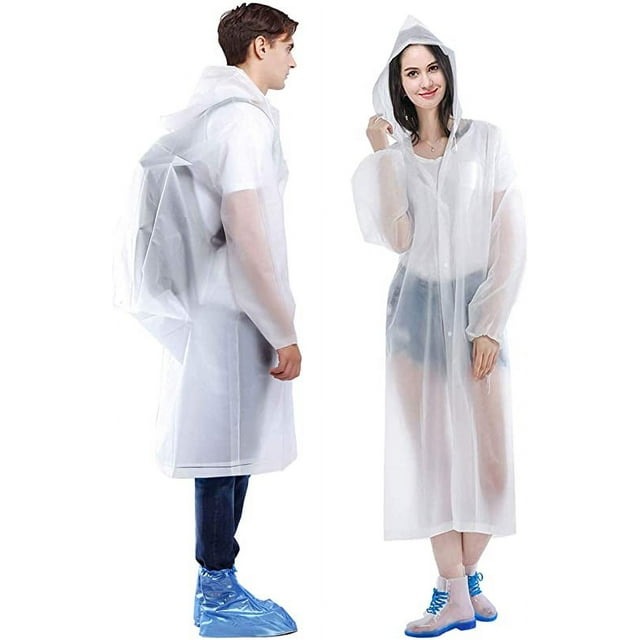 EVA Rain Poncho for Adults, 2 Pack Reusable Raincoat with Hoods and ...