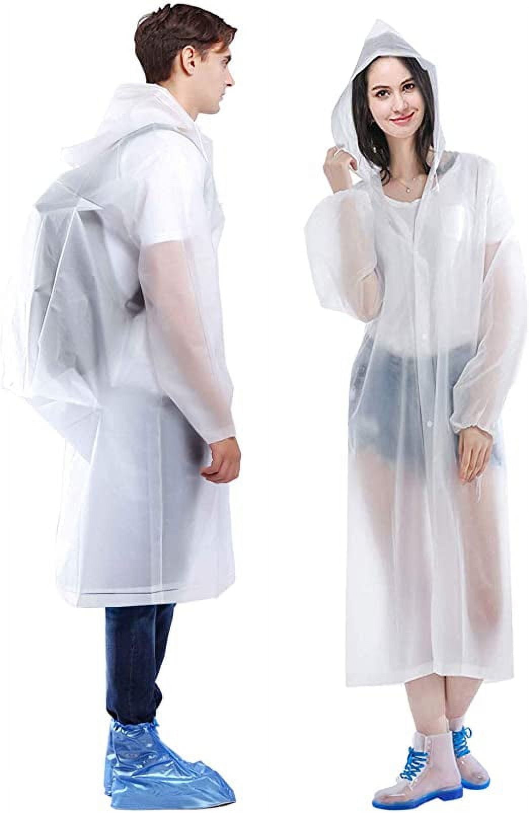EVA Compact Plastic Rain Poncho for Adults, 2 Pack Reusable
