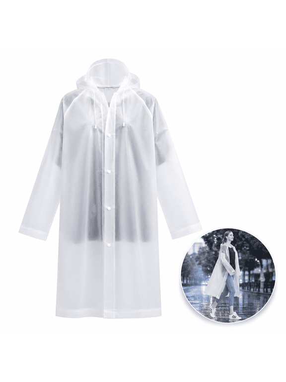 EVA Rain Poncho for Men & Women, Reusable Waterproof Long Raincoat with Hood, Lightweight Clear Rain Wear for Camping, Hiking, Outdoor