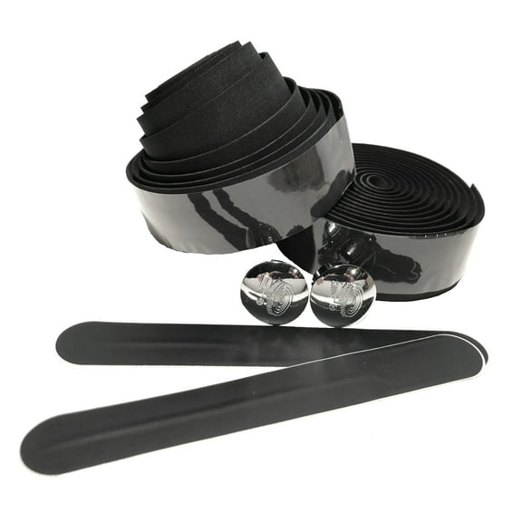 EVA Road Bike Black Handlebar Tape, Bicycle Handle Bar Cycling Wraps w/ End Caps