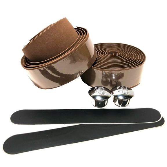 EVA Road Bike Brown Handlebar Tape, Bicycle Handle Bar Cycling Wraps w/ End Caps