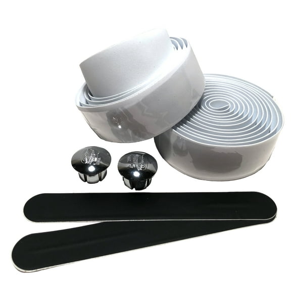 EVA Road Bike White Handlebar Tape, Bicycle Handle Bar Cycling Wraps w/ End Caps