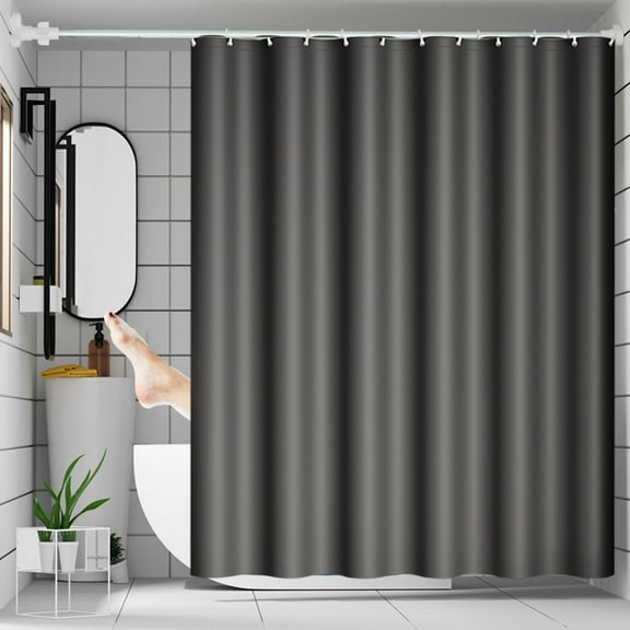 EVA Shower Curtain with Hooks - Waterproof Bathroom Curtain No Drill Installation - 70x47 Inch Plastic Shower Liner for Tub, Dorm, RV, Hotel, Camper - Lightweight Room Partition or Window Curtain