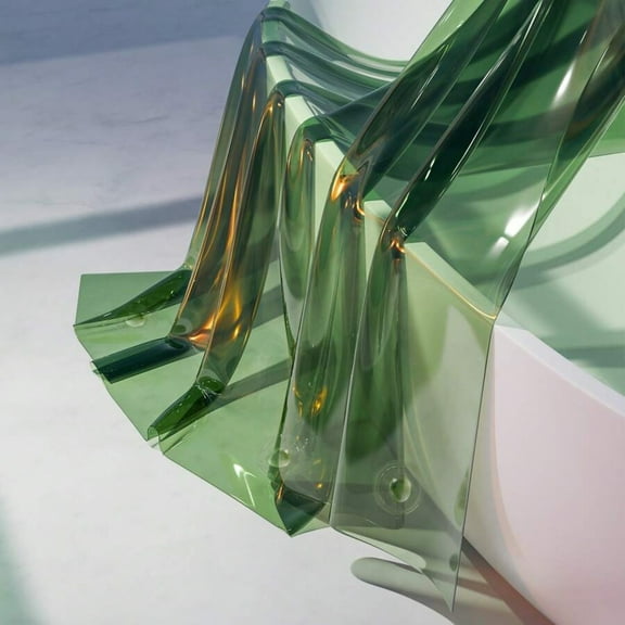 EVA Shower Curtain Liner - 100% EVA, Soft Clear Green, 2-In-1 Heavy Duty Design, 12 Rustproof Grommets & 3 Heavyweight Stones for Bathroom