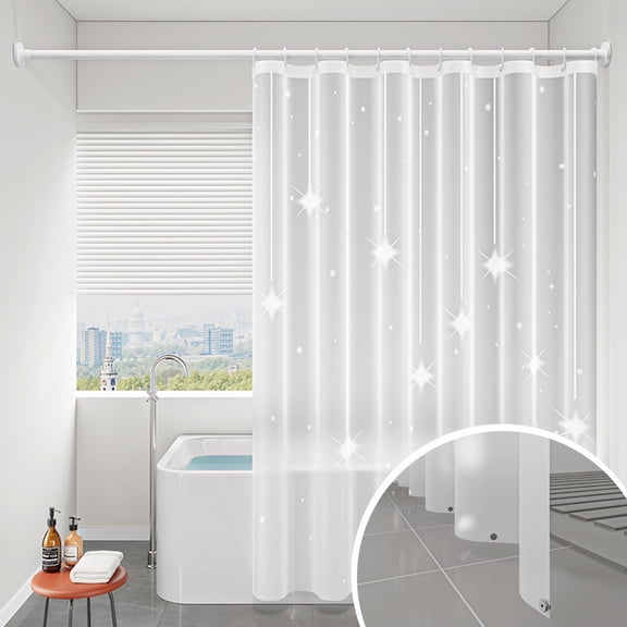 EVA Shower Curtain Liner, Waterproof Bathroom Curtain with Weighted Hem, Grommets and Hooks, White, Multiple Sizes