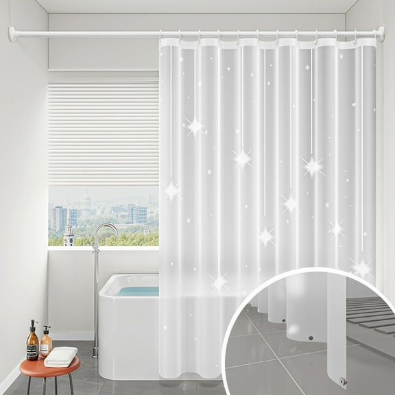 EVA Shower Curtain Liner | Waterproof Non-Fading Bathroom Panel | Weighted Hem | No Drill Installation | Rust-Proof Grommets | White | Multiple Sizes | Includes Hooks | Easy Clean | Room Divider |