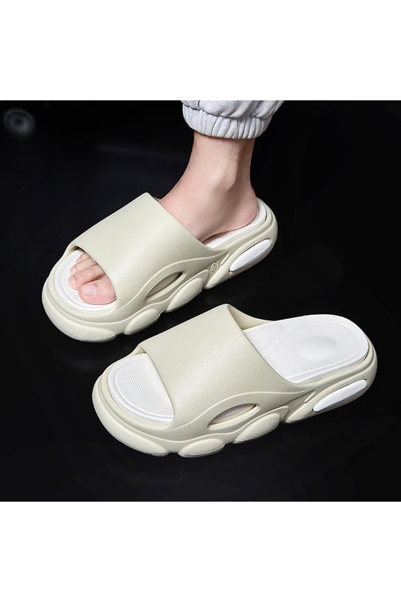 EVA Slippers Beach Slippers Unisex Sandals Thick Platform Nonslip Comfort Adults Beige 37 to 38