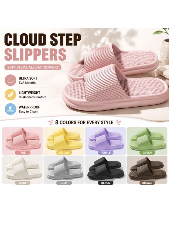 EVA Slippers for Men Women, Non Slip Comfortable House Shoes, Quiet Wear Resistant Bathroom Sandals with Massage Footbed,1 Pair